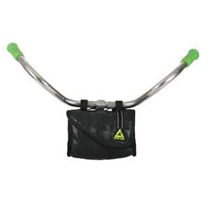 green guru cruiser cooler bike handlebar bag front view sustainable made of upcycled bike tubes