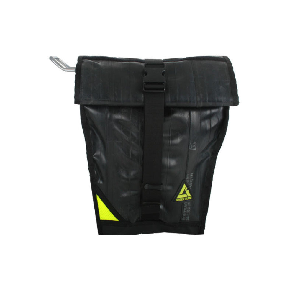 pannier backpack convertible bike bag made in USA from upcycled bike tubes by green guru roll top recycled