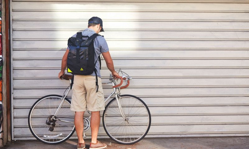 Commuter 24L Backpack Made in USA Recycled Bike Tubes Green