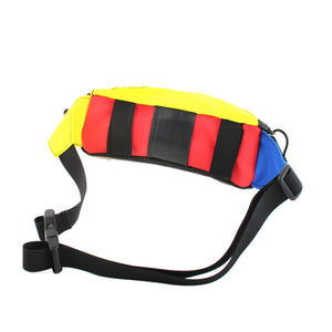 hipster hip pack rear view upcycled colorful versatile bike bag bikepacking fanny pack