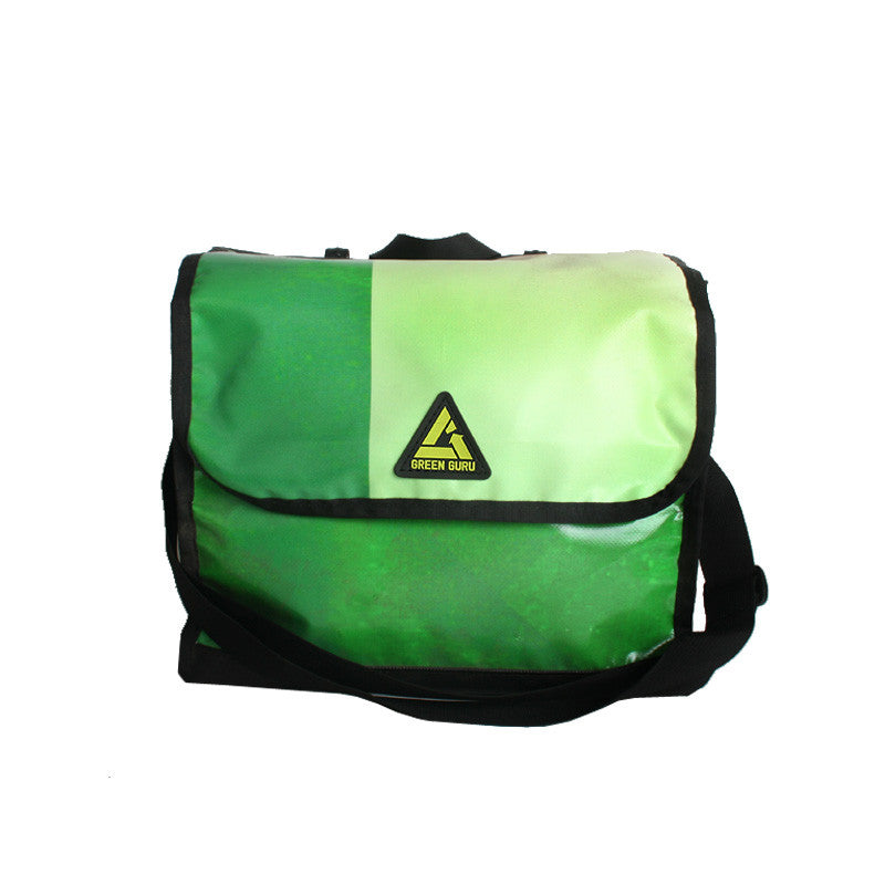 Bauhaus Bag – Large - Green Cotton and Leather - Rock n Roll