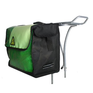 green guru dutchy pannier bike bag upcycled mounted on rear rack