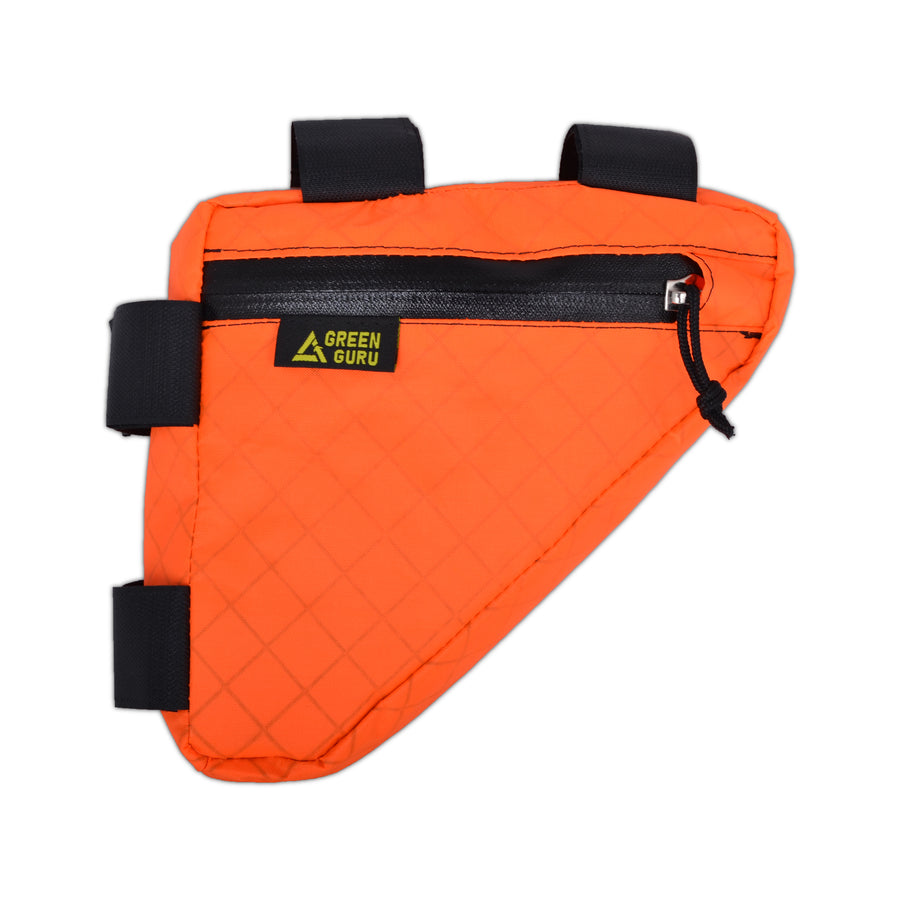 gripster frame bag multicolor attached to frame in use eco friendly green guru