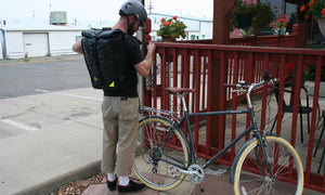 pannier backpack convertible bike bag made in USA from upcycled bike tubes by green guru