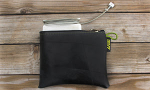 large zipper pouch sustainably made in usa lifestyle holding computer charger green guru gear